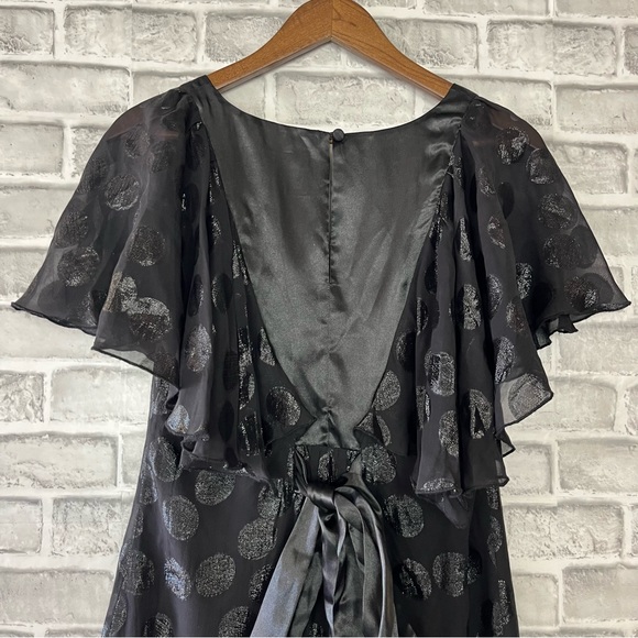 2B Rych Polka Dot Flutter Sleeve Elegant Silk Mini Dress Flirty Lightweight Sz 0 - Picture 4 of 9